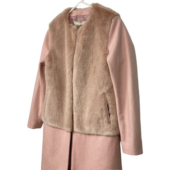 ZARA Faux Fur Panel Coat in Pink - Picture 11 of 11